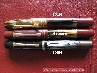 Pelikan Magnum
The middle fountain pen is the 100N-Magnum. Above and below shown model 101N and 100N for size comparison.